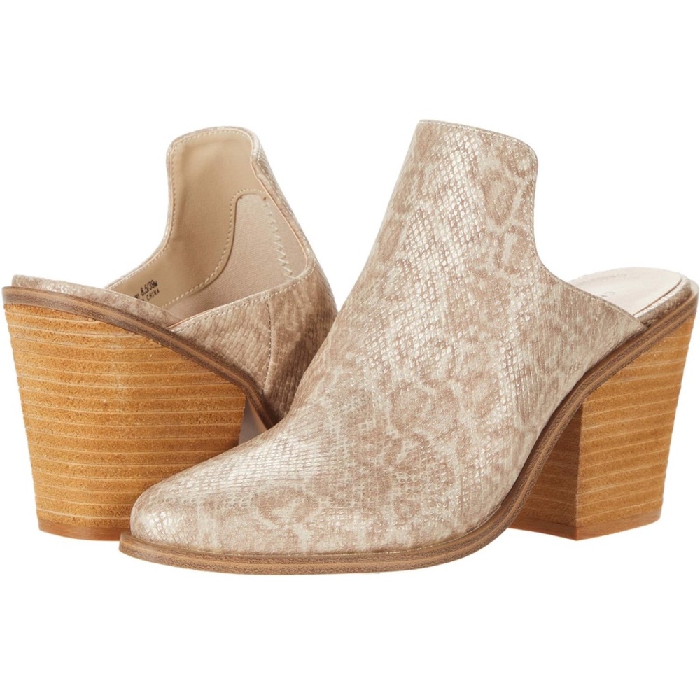 NIB Chinese Laundry Springfield Mule Snake Print *New* Natural Leather